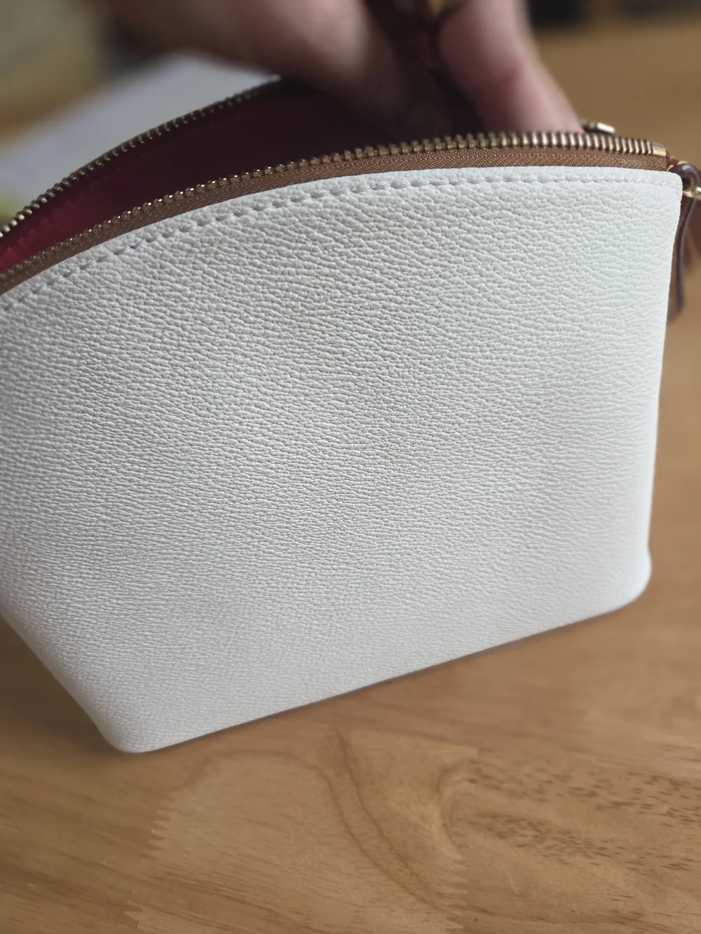 Dooney & Bourke White Crossbody Bag with Brown Trim